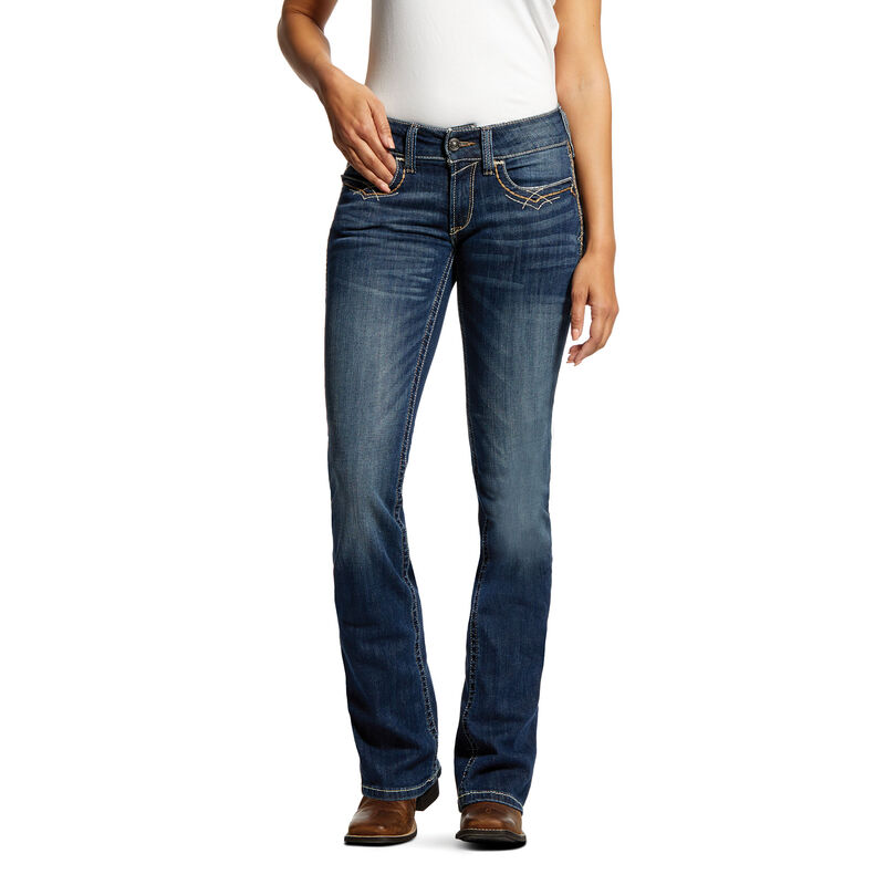 Ariat Jeans Damen - R.E.A.L. Mid Rise Stretch Entwined Festival Boot Cut DunkelBlau ( FYSUQ-3147 )